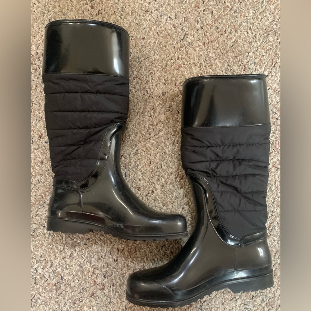 Burberry Black Rubber & Quilted Rain Boots